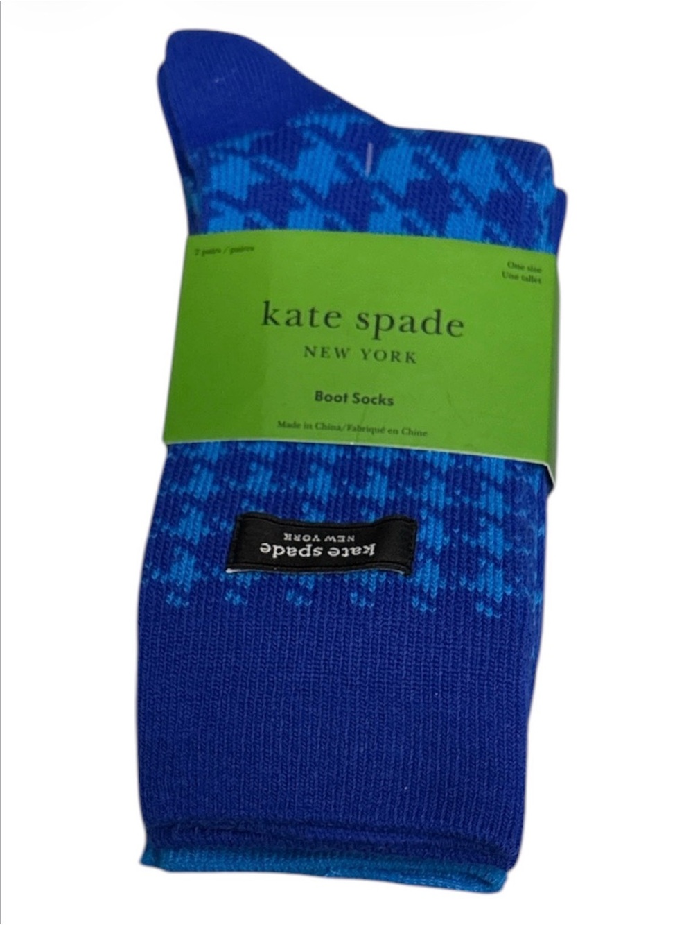 Kate Spade New York 2-Pack Houndstooth Boot Socks – Blue
